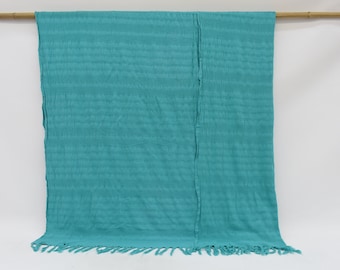 Summer Gift, Turkish Bedspread, 95"x67" Green Stonewashed Striped Throw, Decorative Blanket, Wedding Favors, Bachelorette Gifts,