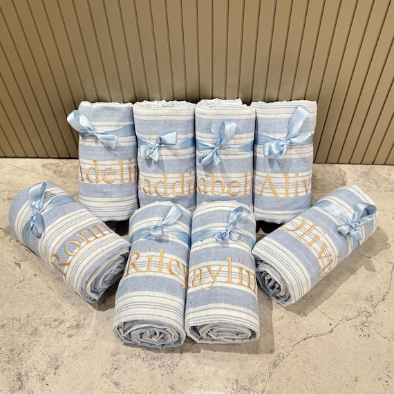 Personalized Towel, Turkish Beach Towel, Bachelorette Party Favors, Embroidered Bridesmaid Gift, Organic Cotton Peshtemal for Wedding,