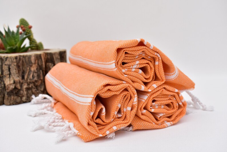 Orange Hand Towel Striped Towel Turkish Hand Towel Towel Etsy