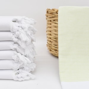Birthday Gift, 70&quot;x40&quot; Pistachio Green Striped Towel, Personalized Turkish Beach Towel, Turkish Towel, Bridal Shower Gift, Gift For Him,
