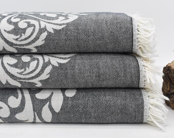Black Turkish Blanket,Patterned Beach Blankets,Handwoven Soft Blanket,Bedspread,Throw Blanket,Soft Blanket,Outdoor Blanket Dblg-Brk-Pk_000
