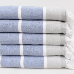Handmade Gift, Personalized Gift, 67&quot;x40&quot; Navy Striped Terry Towel, Girls Weekend Favors, Housewarming Gift, Customized Towels,
