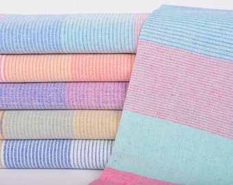 Personalized Turkish Cotton Towel, Yellow-Coral Striped, Bachelorette Gift
