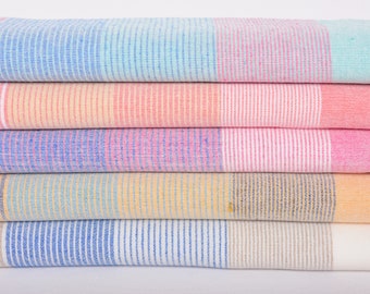 Personalized Turkish Cotton Towel, Yellow-Coral Striped, Bachelorette Gift