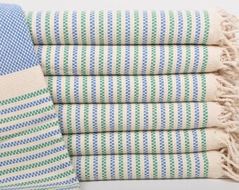 Turkish Towel Beach, Turkish Towel, Bridal Shower Gift, Geometric Towel, 40x71 Inches Blue-Green Cotton Towel, Best Friend Christmas Gift,