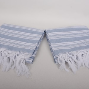 Turkish Beach Towel, 70"x40" Baby Blue Striped Towel, Turkish Bath Towel Set, Gift For Him, Home Decor Gifts, Gift For Boyfriend, image 6
