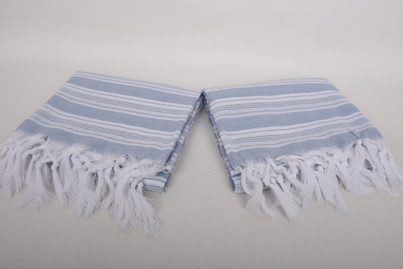 Turkish Beach Towel, 70"x40" Baby Blue Striped Towel, Turkish Bath Towel Set, Gift For Him, Home Decor Gifts, Gift For Boyfriend, image 6