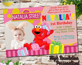 Elmo First Birthday Invitations Etsy