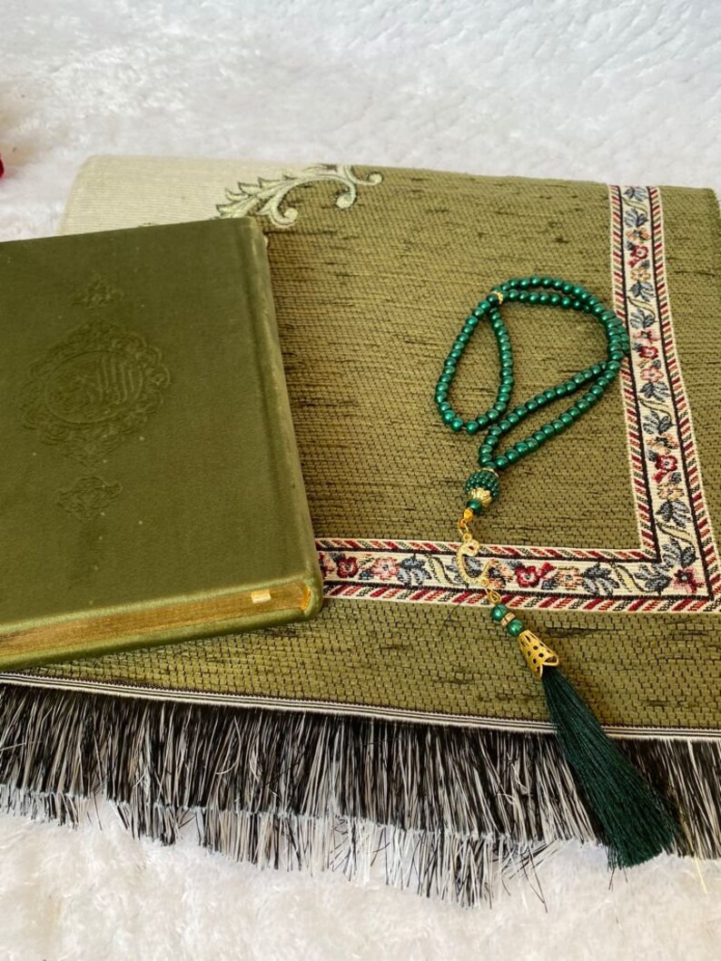 Prayer Rug Set Muslim Prayer Mat Velvet Quran Prayer Rug Etsy