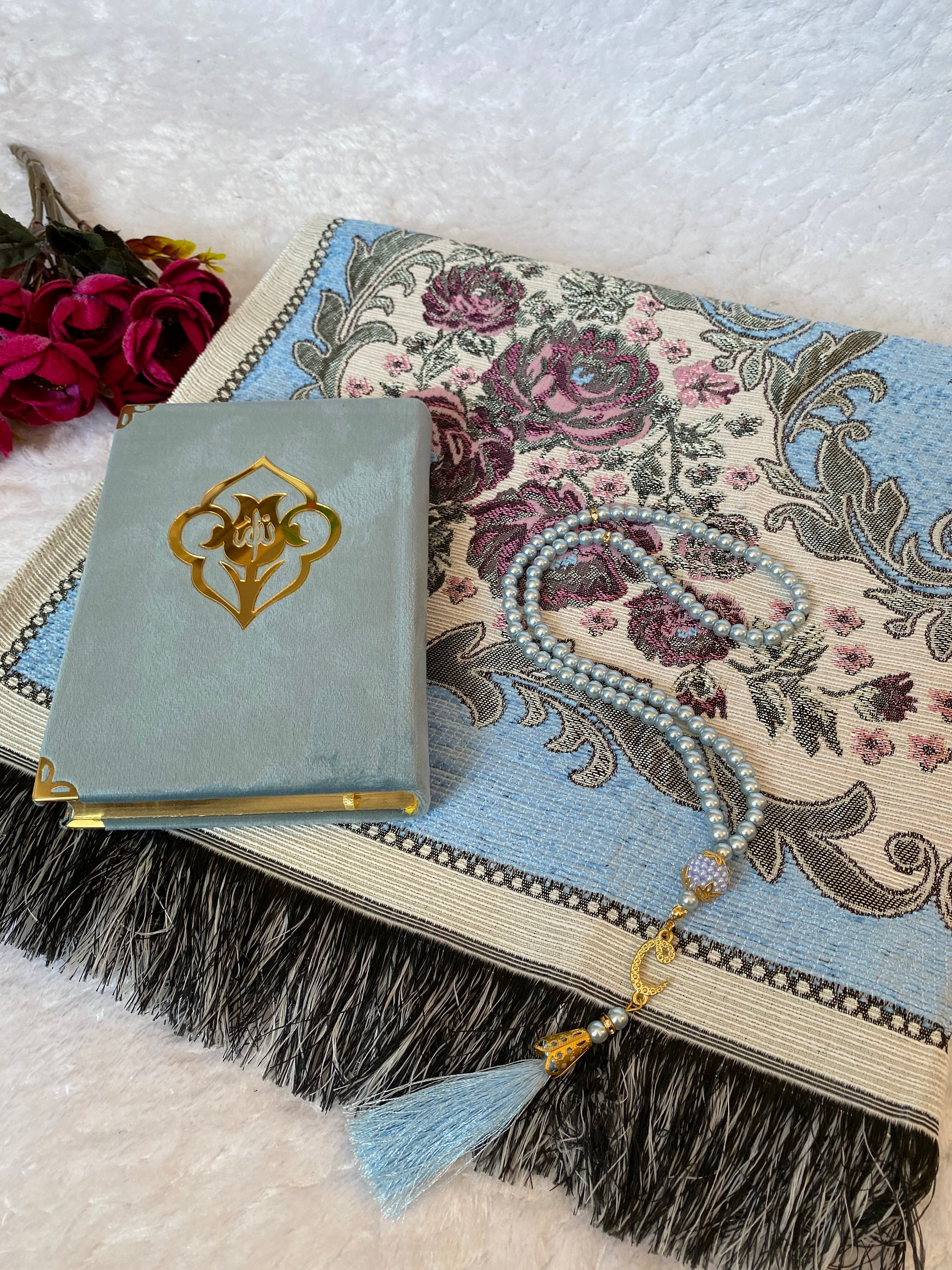 Muslim Prayer Rug Plus Prayer Mat Full Arabic Quran Gift Etsy