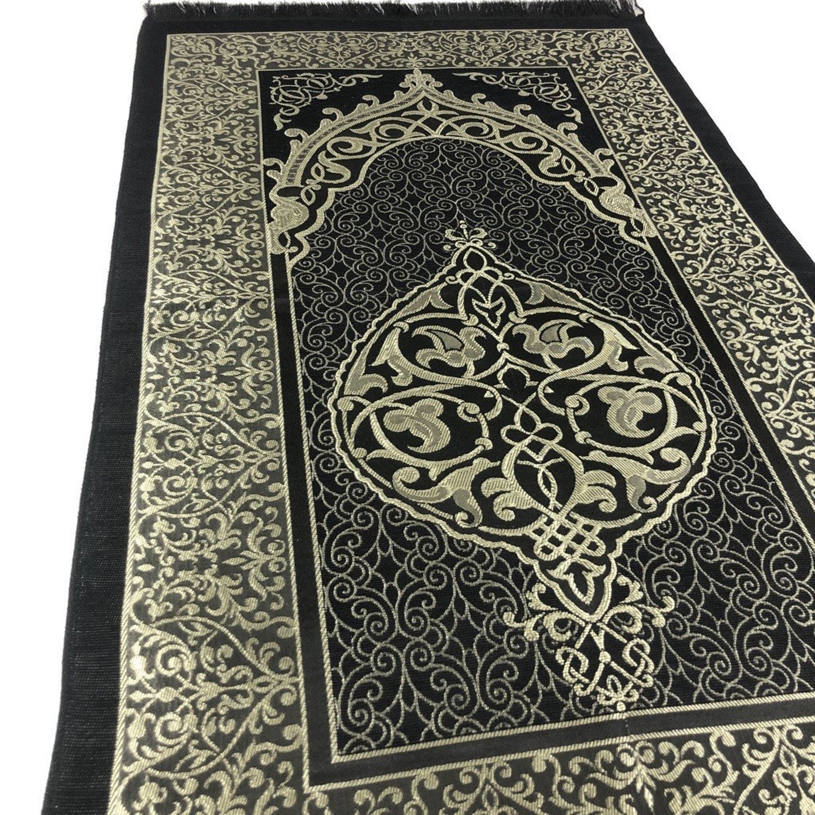 Prayer Rug Set Muslim Prayer Mat Black Prayer Mat Prayer Etsy