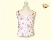 Floral cami top Vintage camisole Floral print camisole Vintage lingerie Rose print cami top