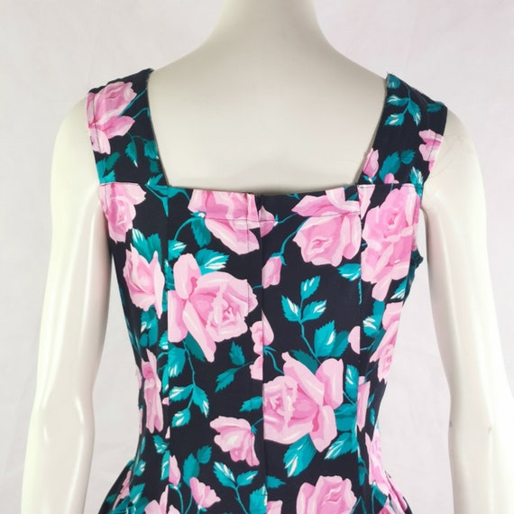 80s vintage pastel pink rose print dress - fit fl… - image 7