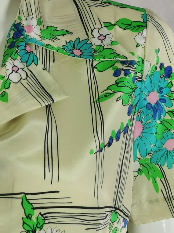 80s vintage flowery short sleeve blouse - pastel … - image 4