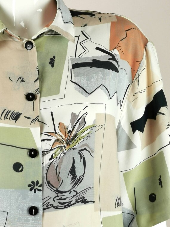 80s print button down