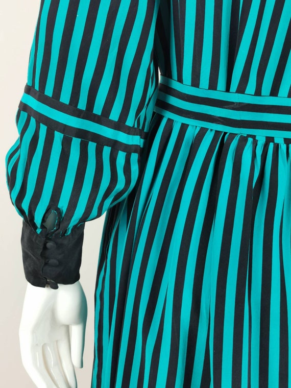 80s vintage designer Jack Mulqueen silk dress - l… - image 6