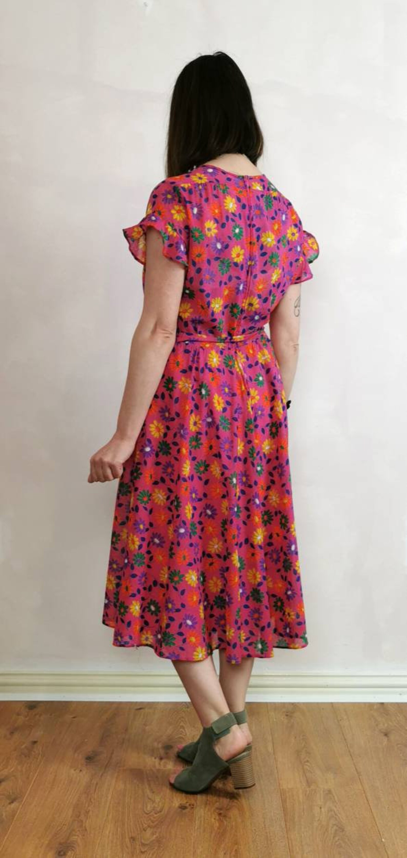 Robe dété rose vintage des années 80 fleur fleur power ...