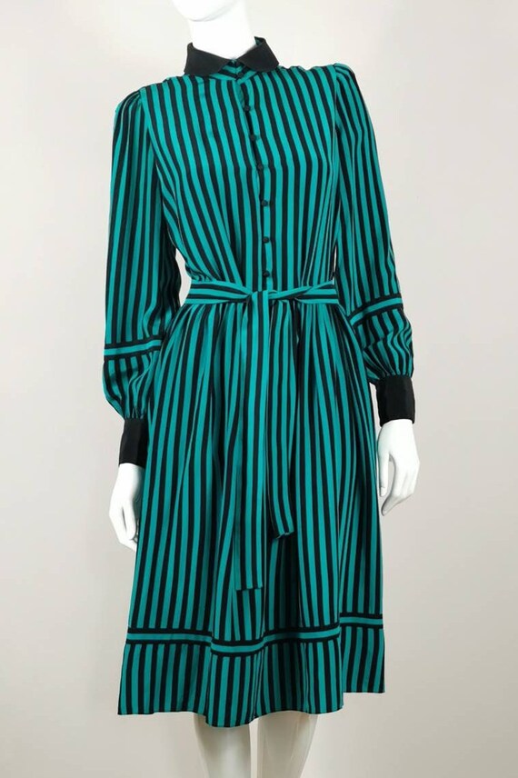 80s vintage designer Jack Mulqueen silk dress - l… - image 5