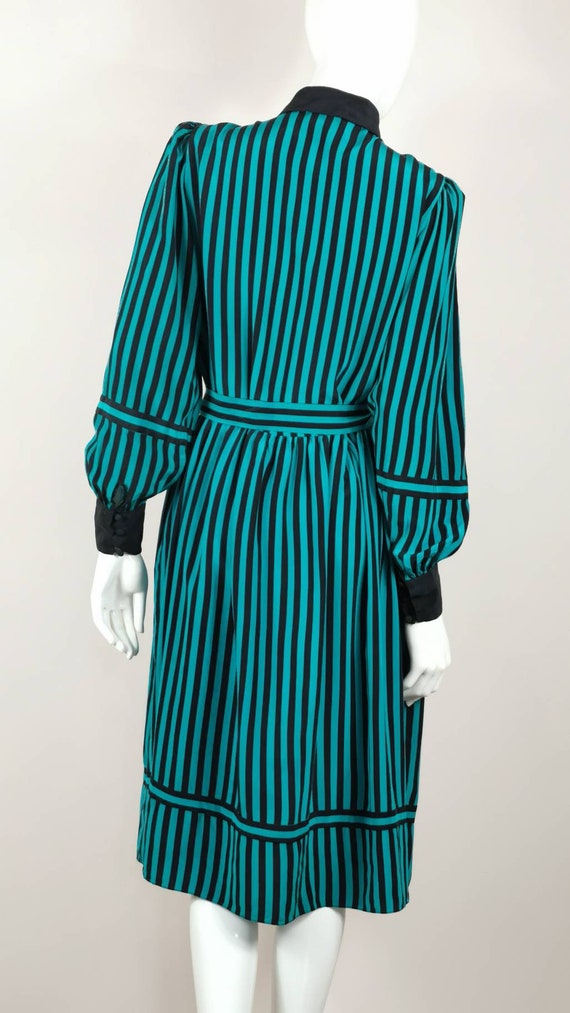 80s vintage designer Jack Mulqueen silk dress - l… - image 7