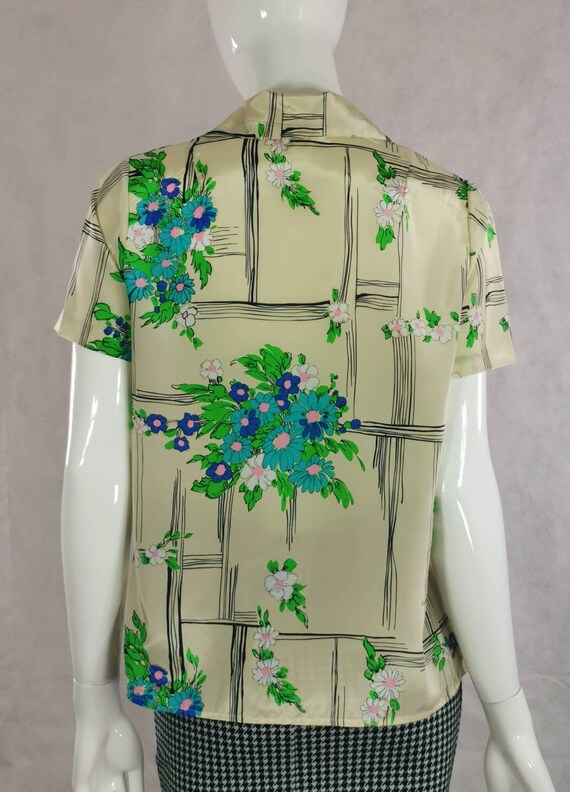 80s vintage flowery short sleeve blouse - pastel … - image 6