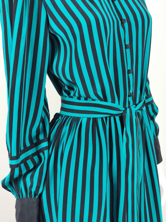 80s vintage designer Jack Mulqueen silk dress - l… - image 4