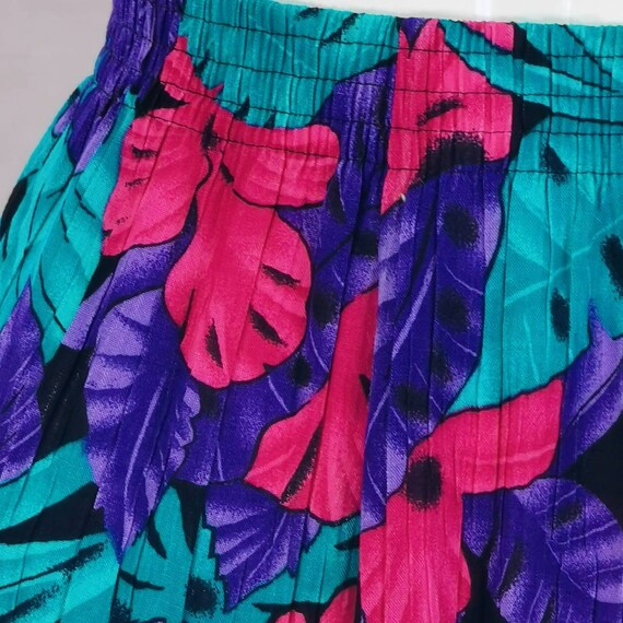 90s vintage pink purple leaf print midi skirt - s… - image 4