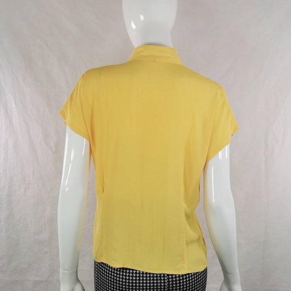 AgeOfVintageUK 80s Vintage Bright Yellow Womans Blouse Canary Yellow Button Down Shirt Holiday Vacation Top Colour Pop Yellow Shirt Vibrant Top S