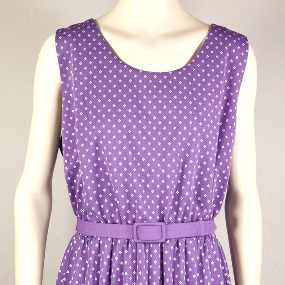 80s vintage lilac print flared swing dress - spri… - image 6