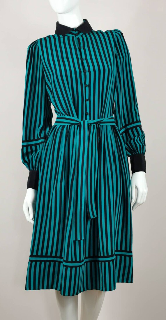 80s vintage designer Jack Mulqueen silk dress - l… - image 3