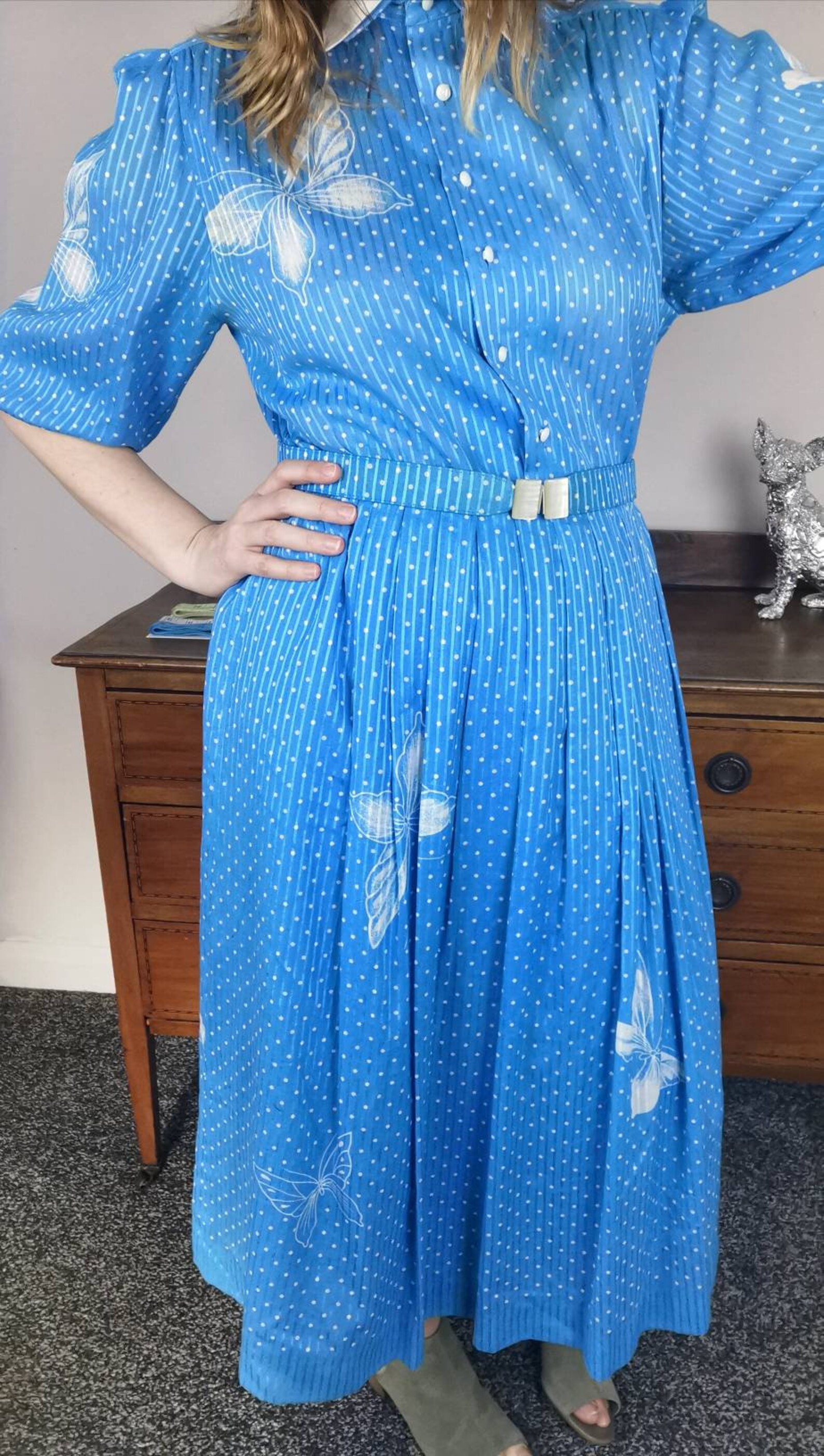 Vintage mid length tea garden cottagecore dress bohemian Etsy