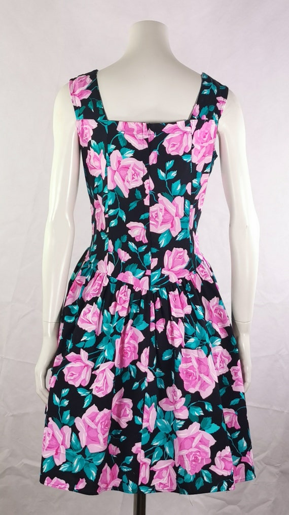 80s vintage pastel pink rose print dress - fit fl… - image 6