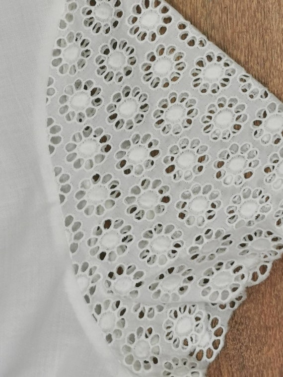 80s vintage white cotton prairie blouse - lace sl… - image 3