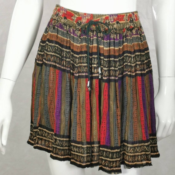 90s vintage bohemian mini skirt - goa festival pa… - image 1