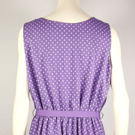 80s vintage lilac print flared swing dress - spri… - image 4