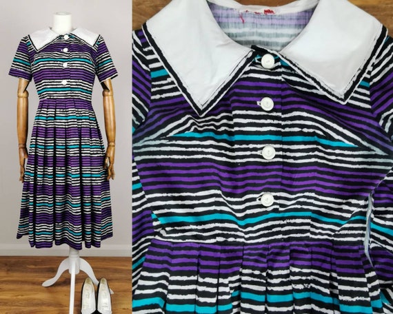 1950s Cotton Day Dress 50s Swing Dress Vintage 195