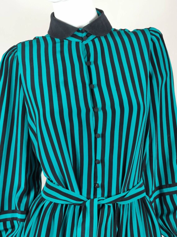 80s vintage designer Jack Mulqueen silk dress - l… - image 2