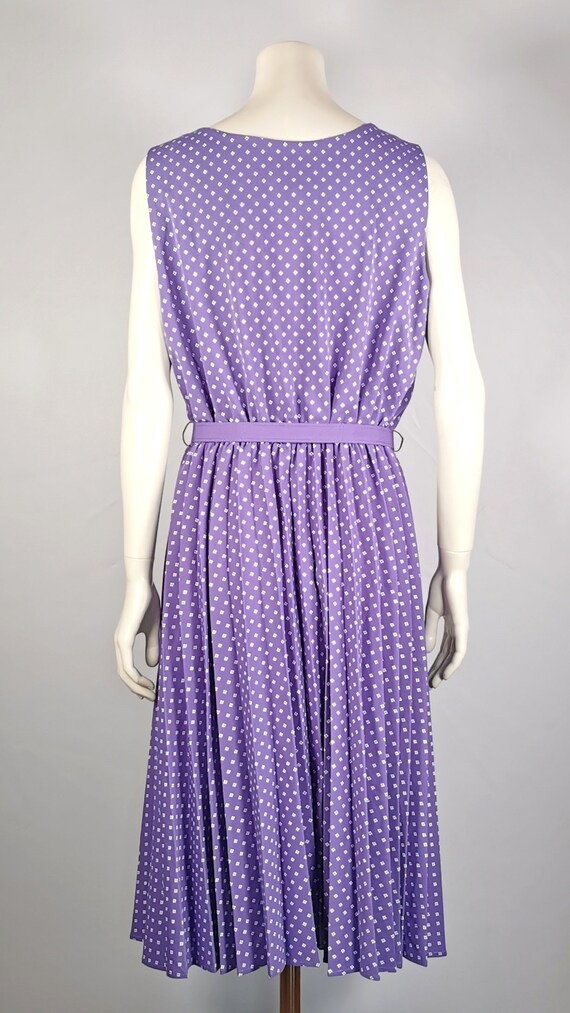 80s vintage lilac print flared swing dress - spri… - image 3