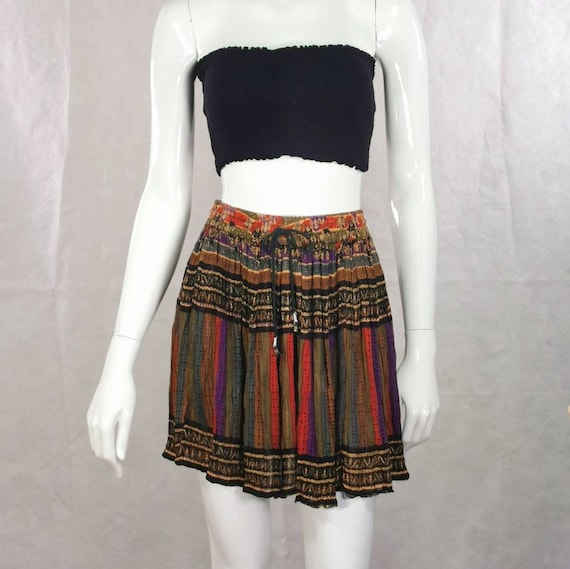 90s vintage bohemian mini skirt - goa festival pa… - image 2