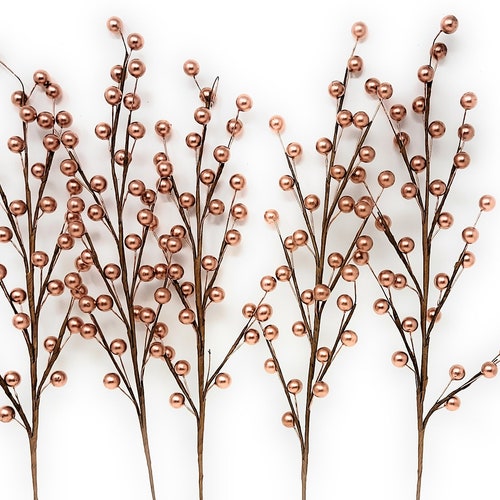 Rose Gold Metallic Berry Floral Picks Wreath Attachments Vase Etsy