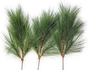 Green Pine Picks Wreath Attachments Vase Decorations, Set of 3