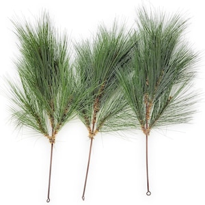 Green Pine Picks Wreath Attachments Vase Decorations, Set of 3