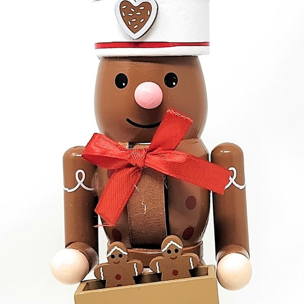 Gingerbread Man Baker Christmas Wood 10" Nutcracker  - Personalized