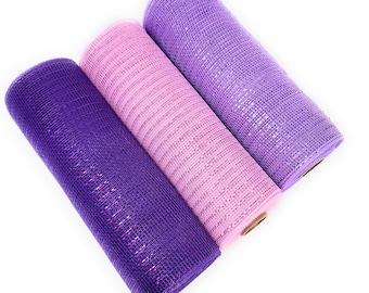 Pink, Lilac, Purple 10" Decorative Metallic Foil Deco Mesh Premium Ribbon Rolls