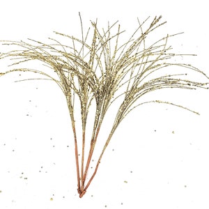 Gold Brass Picks Wreath Attachments Vase Decorations Glitter and Sequins, Set of 5