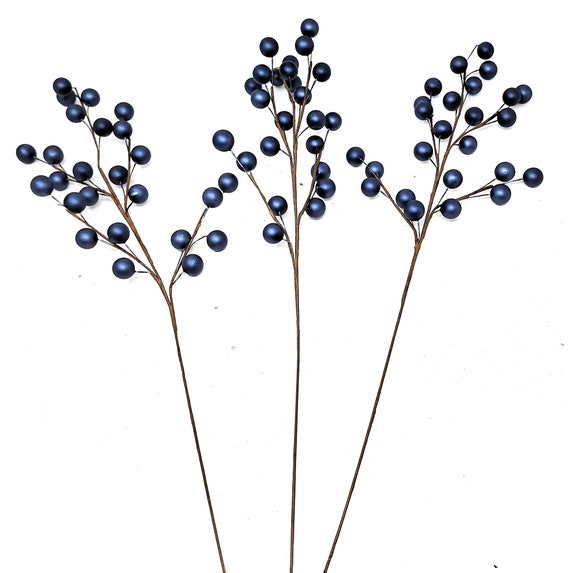 Blue Matte Berry Floral Picks Wreath Attachments Vase Etsy