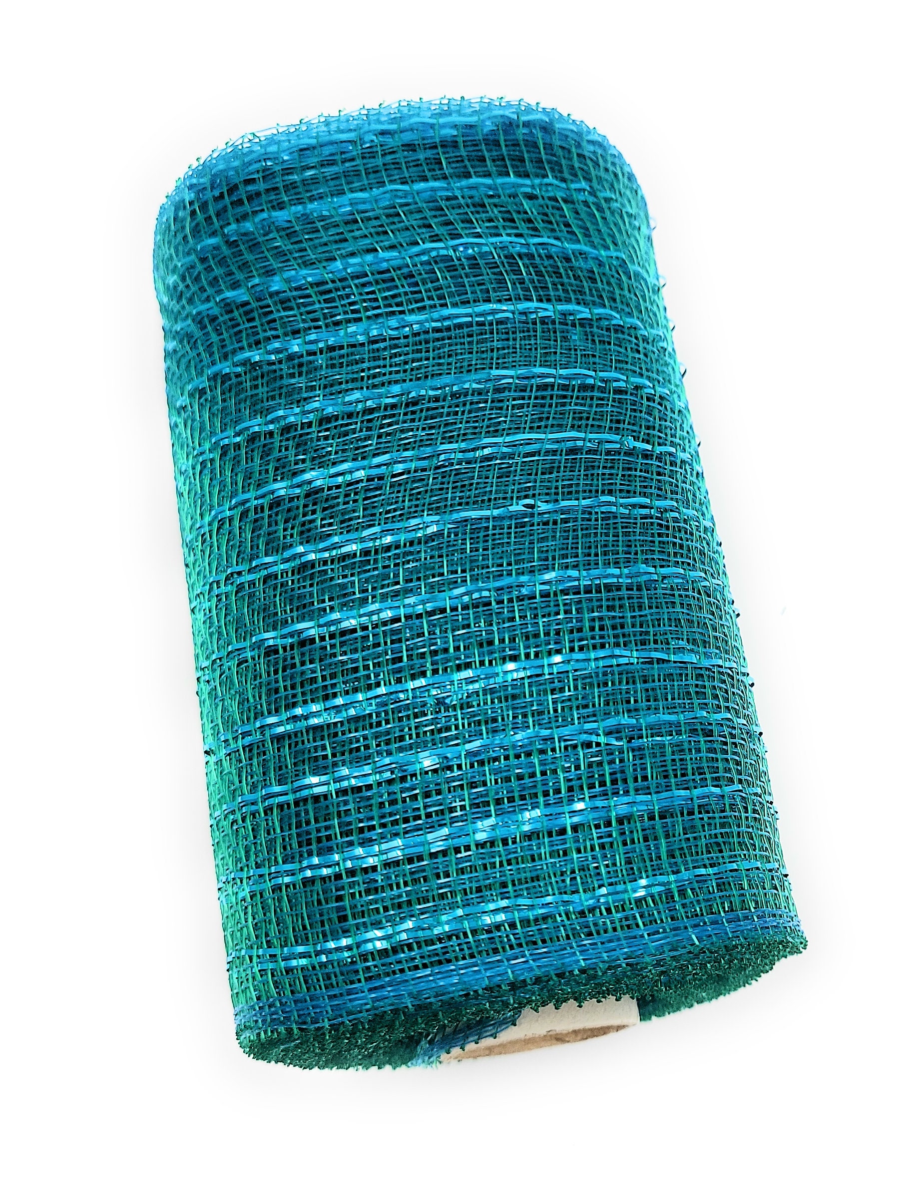 Turquoise Teal Blue 5.5 Wide Deco Metallic Foil Mesh Ribbon Roll 
