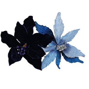 Tie Dye and Deep Blue Poinsettia Christmas Floral Picks (Set of 2)
