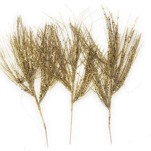 Sparkling Bright Gold Glitter Picks Wreath Attachments Vase Decorations Glitter and Sequins, Set of 3