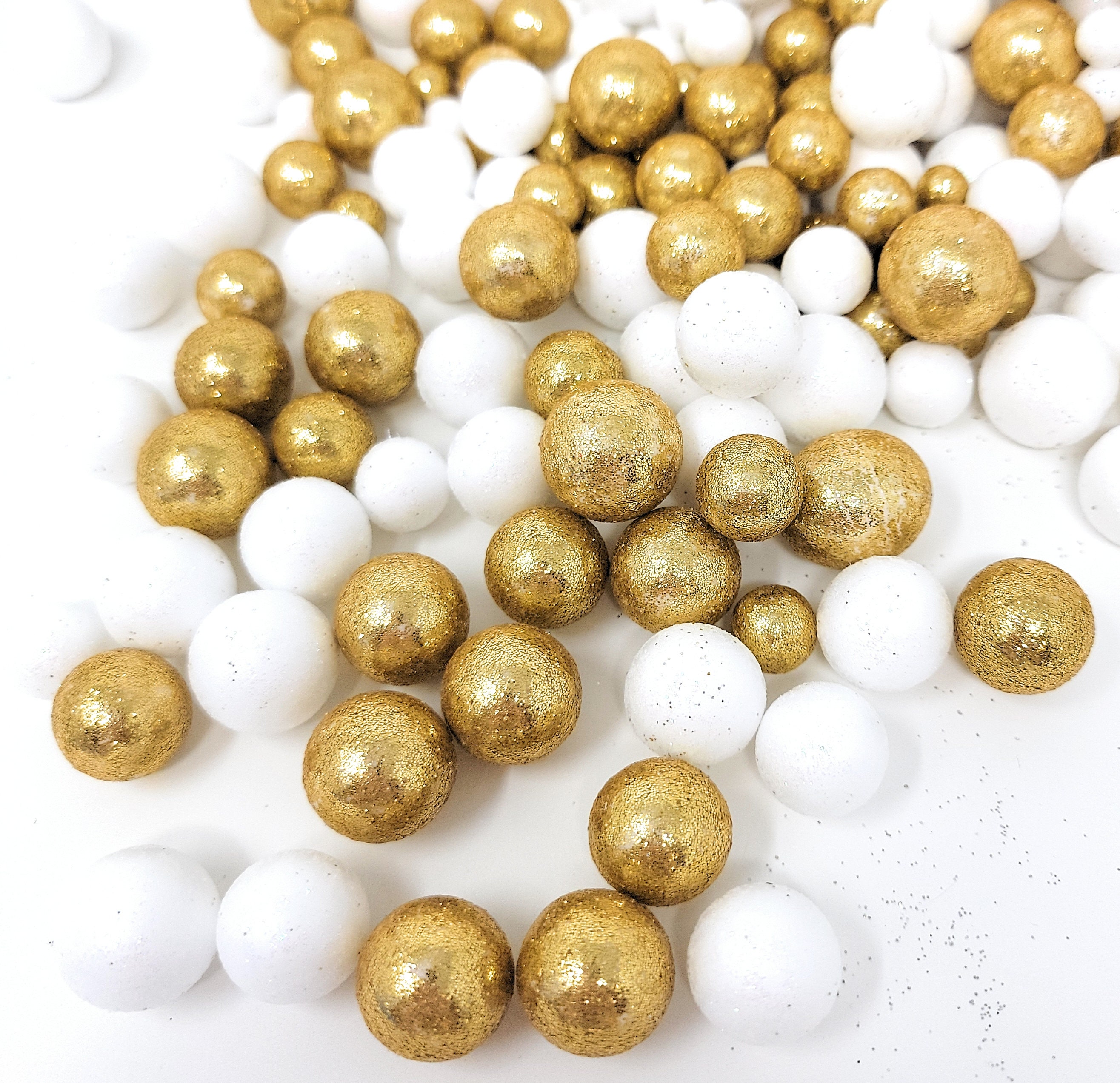 White and Gold Glitter Foam Ball Scatter Vase or Bowl Filler Etsy