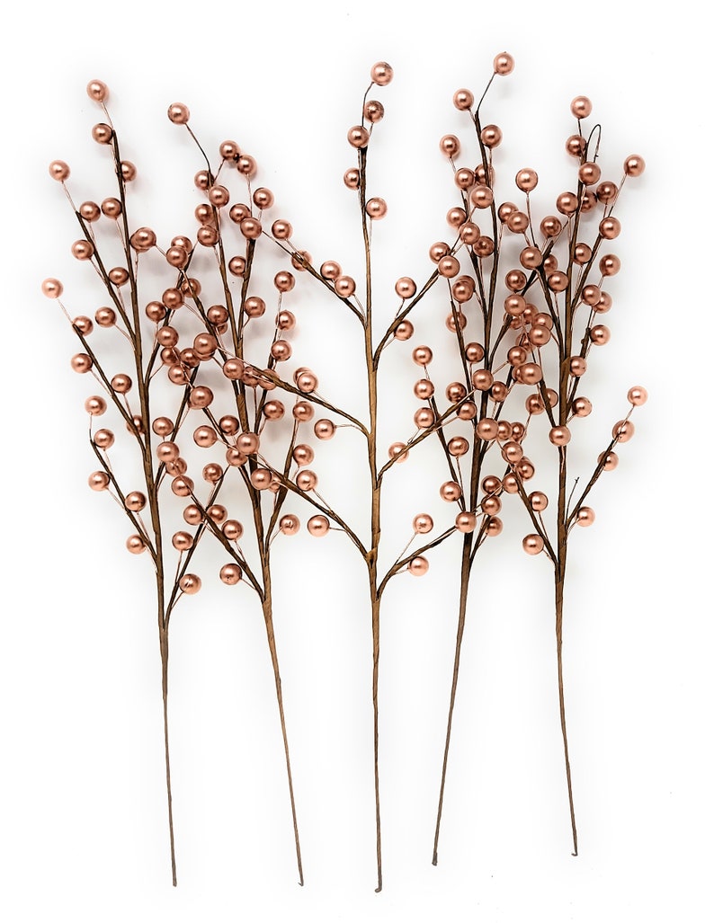Rose Gold Metallic Berry Floral Picks Wreath Attachments Vase Etsy